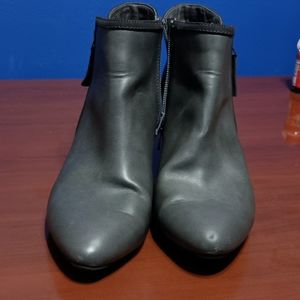 Gray Leather Ankle Boot